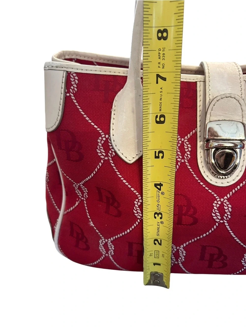 Dooney & Bourke Vintage Florentine bag with red canvas and white leather trim